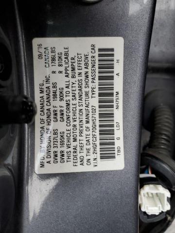 Photo 11 VIN: 2HGFC2F70GH571027 - HONDA CIVIC EX 