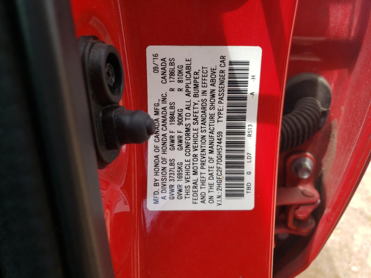 Photo 11 VIN: 2HGFC2F70GH574459 - HONDA CIVIC 