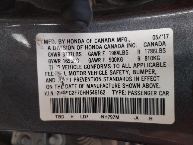 Photo 9 VIN: 2HGFC2F70HH546162 - HONDA CIVIC EX 