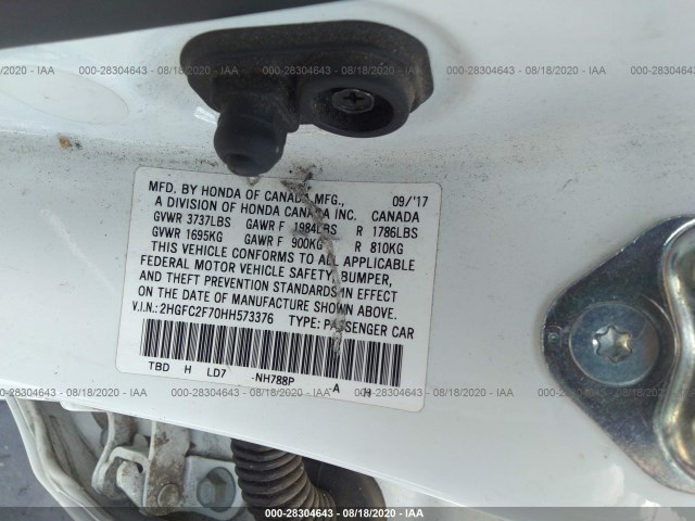 Photo 8 VIN: 2HGFC2F70HH573376 - HONDA CIVIC SEDAN 