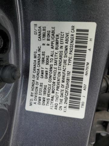 Photo 11 VIN: 2HGFC2F70JH581192 - HONDA CIVIC EX 