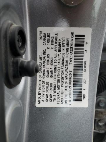 Photo 11 VIN: 2HGFC2F70JH602431 - HONDA CIVIC EX 