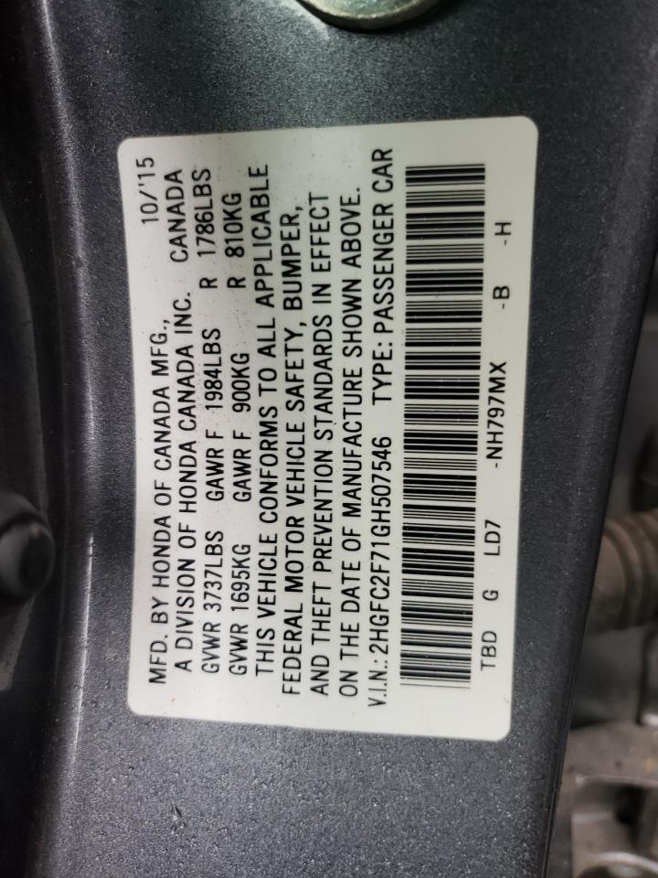 Photo 12 VIN: 2HGFC2F71GH507546 - HONDA CIVIC 