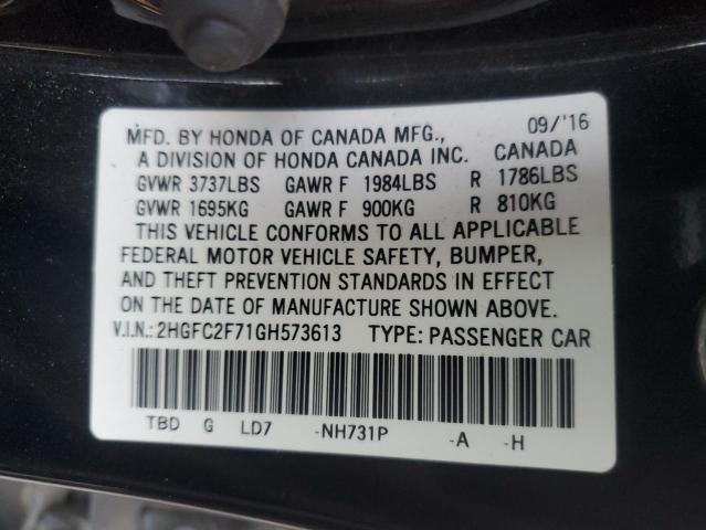 Photo 11 VIN: 2HGFC2F71GH573613 - HONDA CIVIC EX 