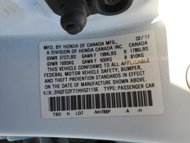 Photo 11 VIN: 2HGFC2F71HH521156 - HONDA CIVIC EX 