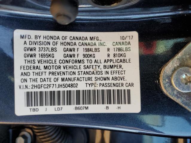 Photo 11 VIN: 2HGFC2F71JH504802 - HONDA CIVIC SEDAN 