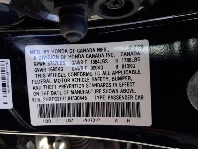 Photo 9 VIN: 2HGFC2F71JH530445 - HONDA CIVIC EX 