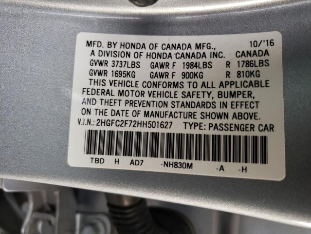 Photo 11 VIN: 2HGFC2F72HH501627 - HONDA CIVIC EX 