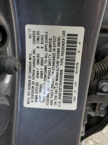 Photo 9 VIN: 2HGFC2F72HH542808 - HONDA CIVIC EX 