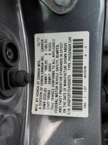 Photo 11 VIN: 2HGFC2F72JH503075 - HONDA CIVIC EX 