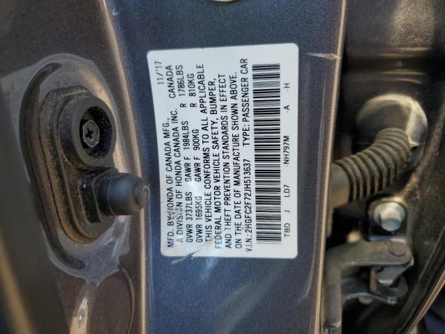 Photo 12 VIN: 2HGFC2F72JH513637 - HONDA CIVIC 