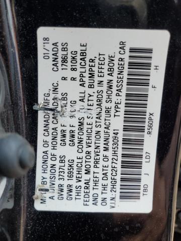 Photo 12 VIN: 2HGFC2F72JH530941 - HONDA CIVIC 