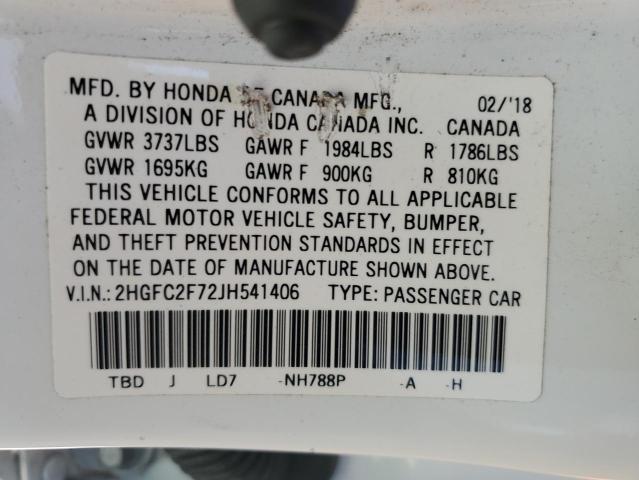 Photo 11 VIN: 2HGFC2F72JH541406 - HONDA CIVIC EX 