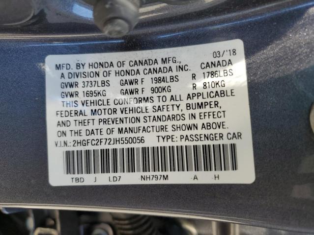 Photo 11 VIN: 2HGFC2F72JH550056 - HONDA CIVIC 