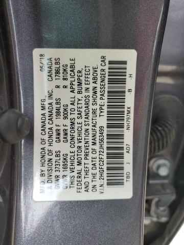 Photo 12 VIN: 2HGFC2F72JH563499 - HONDA CIVIC 