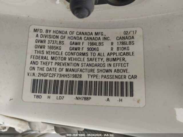 Photo 8 VIN: 2HGFC2F73HH519828 - HONDA CIVIC 