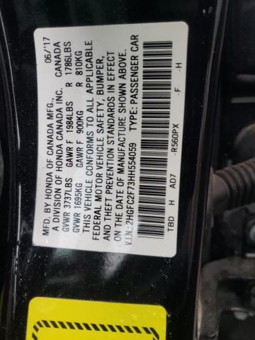 Photo 9 VIN: 2HGFC2F73HH554059 - HONDA CIVIC EX 