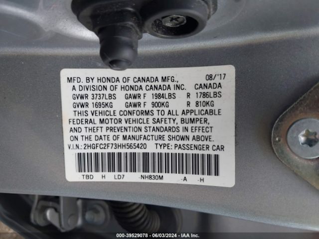 Photo 8 VIN: 2HGFC2F73HH565420 - HONDA CIVIC 