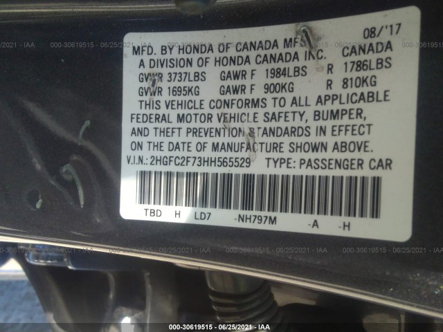 Photo 8 VIN: 2HGFC2F73HH565529 - HONDA CIVIC SEDAN 