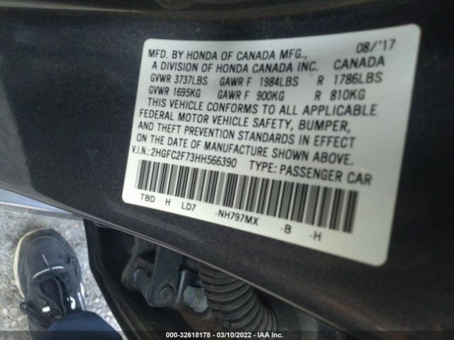 Photo 8 VIN: 2HGFC2F73HH566390 - HONDA CIVIC SEDAN 