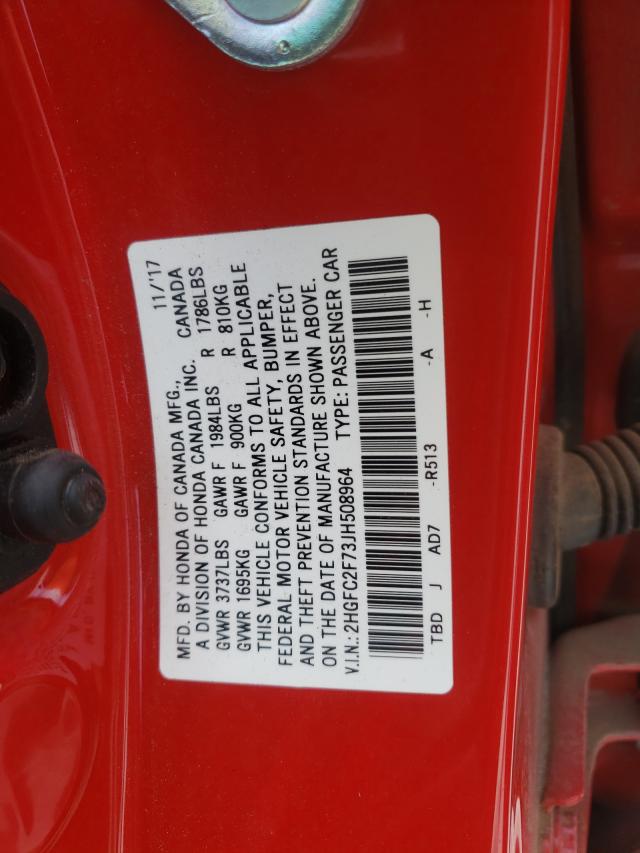 Photo 9 VIN: 2HGFC2F73JH508964 - HONDA CIVIC EX 