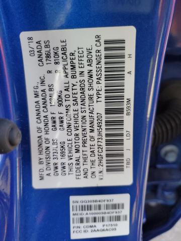 Photo 11 VIN: 2HGFC2F73JH549207 - HONDA CIVIC EX 