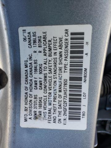 Photo 11 VIN: 2HGFC2F73JH577850 - HONDA CIVIC EX 