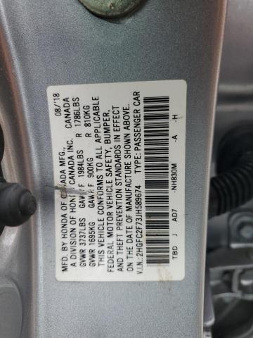 Photo 11 VIN: 2HGFC2F73JH589674 - HONDA CIVIC EX 