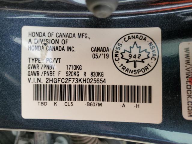 Photo 12 VIN: 2HGFC2F73KH025654 - HONDA CIVIC EX 