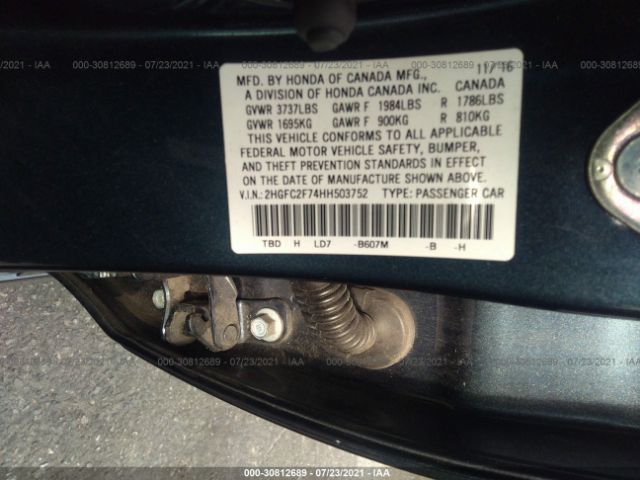 Photo 8 VIN: 2HGFC2F74HH503752 - HONDA CIVIC SEDAN 