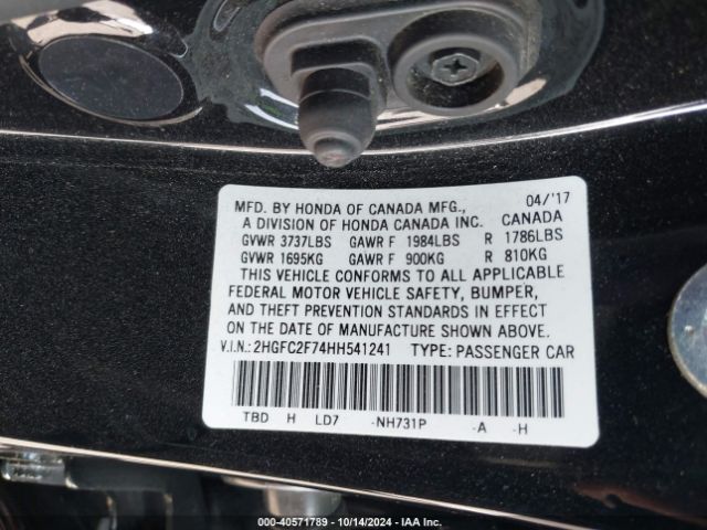 Photo 8 VIN: 2HGFC2F74HH541241 - HONDA CIVIC 