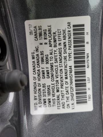 Photo 9 VIN: 2HGFC2F74HH574644 - HONDA CIVIC EX 