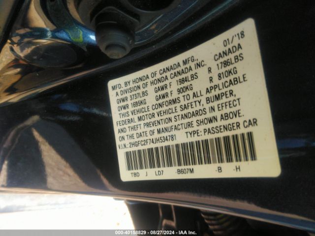 Photo 8 VIN: 2HGFC2F74JH534781 - HONDA CIVIC 