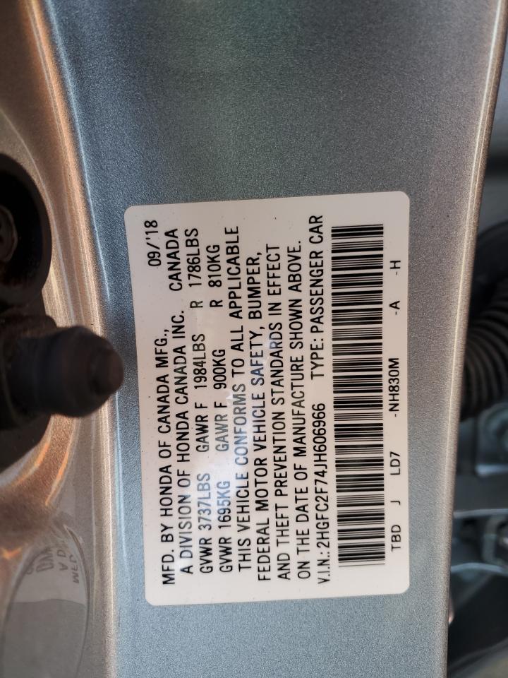 Photo 11 VIN: 2HGFC2F74JH606966 - HONDA CIVIC 