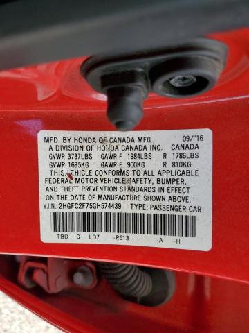 Photo 11 VIN: 2HGFC2F75GH574439 - HONDA CIVIC 