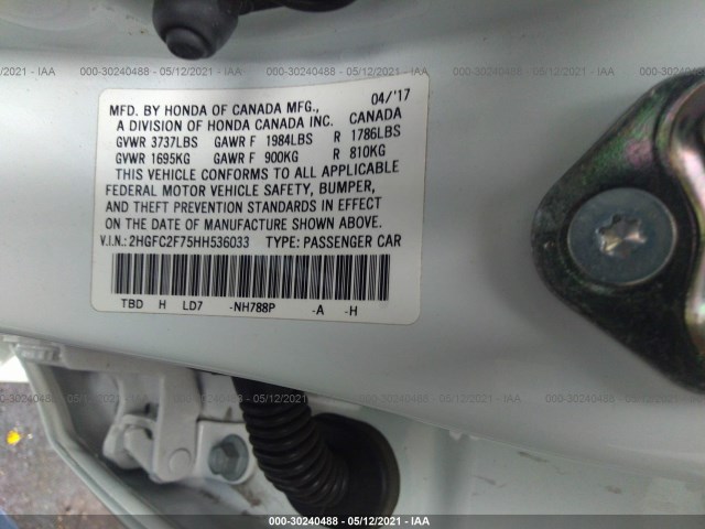 Photo 8 VIN: 2HGFC2F75HH536033 - HONDA CIVIC SEDAN 