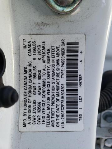 Photo 12 VIN: 2HGFC2F75JH504205 - HONDA CIVIC EX 