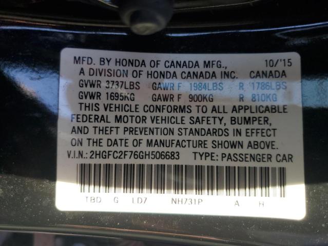 Photo 11 VIN: 2HGFC2F76GH506683 - HONDA CIVIC 