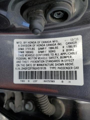 Photo 11 VIN: 2HGFC2F76GH519126 - HONDA CIVIC 