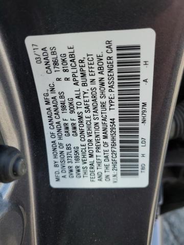 Photo 11 VIN: 2HGFC2F76HH529544 - HONDA CIVIC 