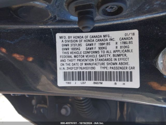 Photo 8 VIN: 2HGFC2F76JH531090 - HONDA CIVIC 