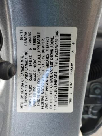 Photo 9 VIN: 2HGFC2F76JH549864 - HONDA CIVIC EX 