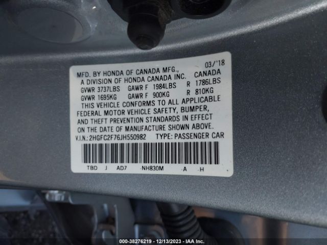 Photo 8 VIN: 2HGFC2F76JH550982 - HONDA CIVIC 