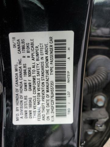 Photo 11 VIN: 2HGFC2F76JH557351 - HONDA CIVIC 