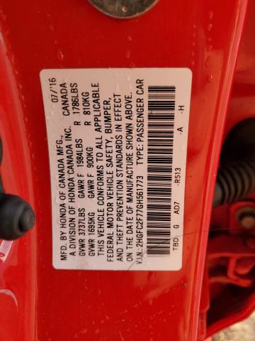 Photo 12 VIN: 2HGFC2F77GH561773 - HONDA CIVIC EX 