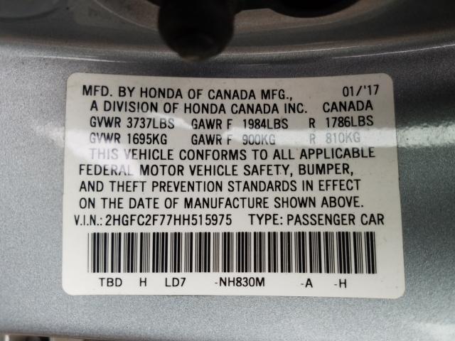 Photo 9 VIN: 2HGFC2F77HH515975 - HONDA CIVIC EX 