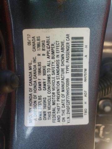 Photo 9 VIN: 2HGFC2F77HH570099 - HONDA CIVIC EX 