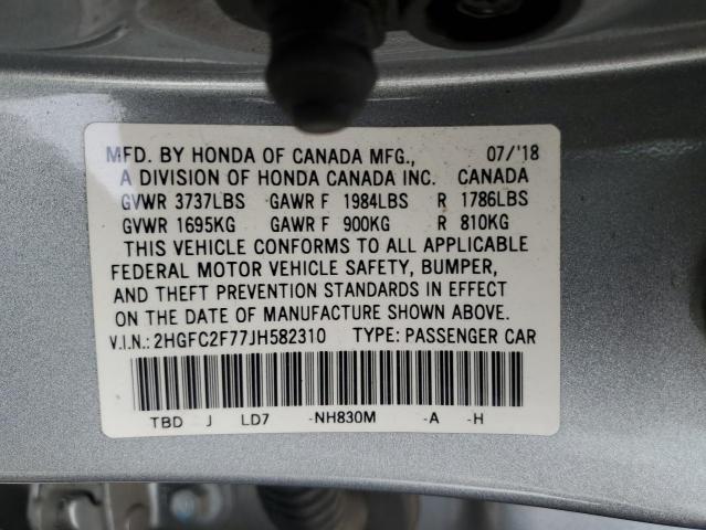 Photo 12 VIN: 2HGFC2F77JH582310 - HONDA CIVIC 