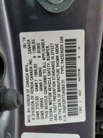 Photo 11 VIN: 2HGFC2F77JH593131 - HONDA CIVIC EX 