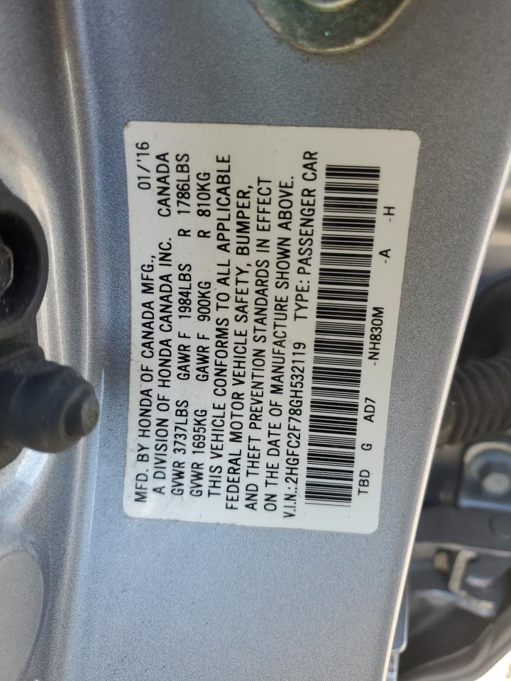 Photo 11 VIN: 2HGFC2F78GH532119 - HONDA CIVIC 